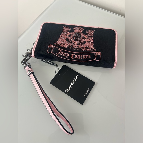 Juicy Couture Handbags - Viral Juicy Couture UK Scottie Dog Black and Pink velour Zip Long Wallet